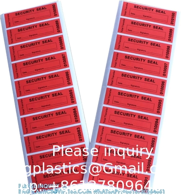 Overdracht Tamper Proof Security Guarantee Void Stickers/Labels/Seals (Rood, 1 X 3,35 inch, serienummers)