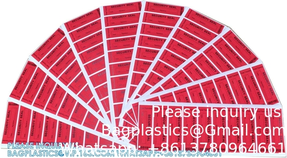 Overdracht Tamper Proof Security Guarantee Void Stickers/Labels/Seals (Rood, 1 X 3,35 inch, serienummers)