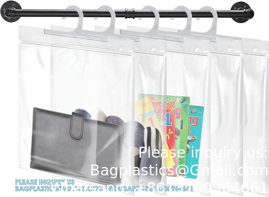 Pakket hangende zakken, grote haak 10 x 12,5 inch heldere plastic zakken voor klaslokaal, bibliotheek en apotheek
