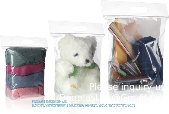 Verpakkingszakken met rits Plastic rits zakken transparante rits Plastic zakken uitbreidbare bodem zak met draaghandvat
