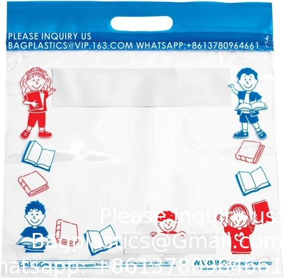 Press And Seal opslagzakken, metalen glijtassen, metalen zakjes extra groot dik plastic, klaslokaal boekenzakken voor kinderen