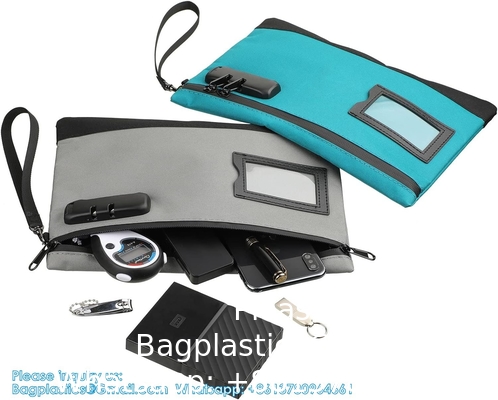 Geldtas met slot 11' x 7,9' Nylon banktas met rits slotbanktas vergrendelbare geldtas geldtas voor contant geld