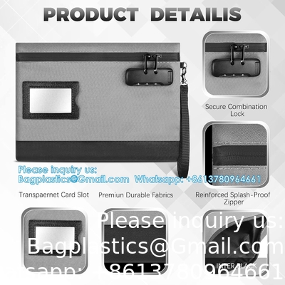 Geldtas met slot 11' x 7,9' Nylon banktas met rits slotbanktas vergrendelbare geldtas geldtas voor contant geld