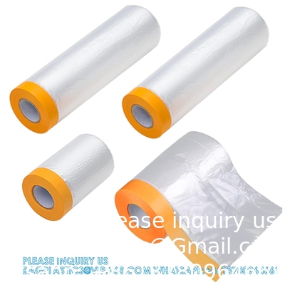 Tape and drape,pre-tapped masking film,masking paper,paint adhesieve beschermende papierrol voor het bedekken van rokken