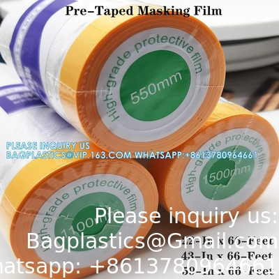 Tape and drape,pre-tapped masking film,masking paper,paint adhesieve beschermende papierrol voor het bedekken van rokken