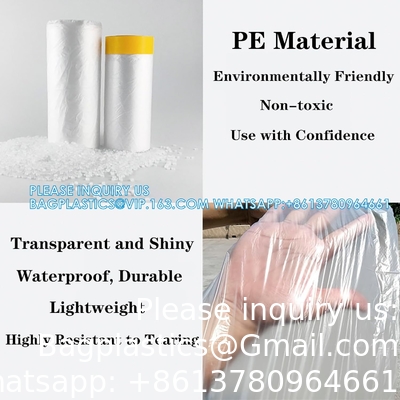 Tape and drape,pre-tapped masking film,masking paper,paint adhesieve beschermende papierrol voor het bedekken van rokken