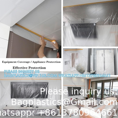 Tape and drape,pre-tapped masking film,masking paper,paint adhesieve beschermende papierrol voor het bedekken van rokken