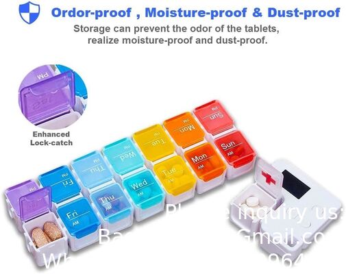 Smart Pill Box,7 Day Pill Organizer,4 Alarm Clocks,AM/PM Automatic Alarm Reminder,Hold Vitamins Fish Oil,Supplements,Travel Pill Or Pillganizer,Suitable For The Elderly, Children, Office Workers