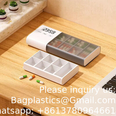 5-Alarm Pill Box Organizer With Clock Countdown Timer Light Up Take Medication Alarm Reminder Easy Open PP Plastic Pill Organizer 2 Times A Day Storage Cases Pp Pill Box For Efficient Pill Management