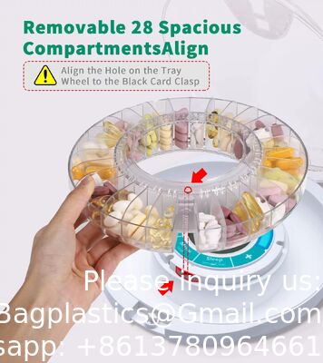 Automatic Pill Dispenser With 28-Day Electronic Medication Organizer, 6 Dosage Templates, Easy-Read LCD Display, Sound & Light Alerts & Key For Prescriptions, Vitamins, Supplements & More