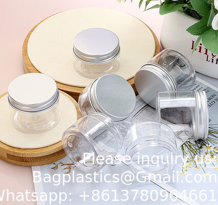 Plastic Jars Round Clear Cosmetic Container with Black Lids, Bagease Slime Jars for Lotion, Cream, Ointments, Makeup, Eye shadow, Rhinestone, Samples, Pot, Travel Storage