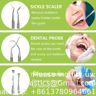 Dental Examination Kit Optional Pieces Stainless Steel Probe & Scaler Diagnostic Instrument Dental Surgical Tool Box Tongue Scraper Tartar Plaque Remover Tooth Cleaner Dental Floss Pick Mouth