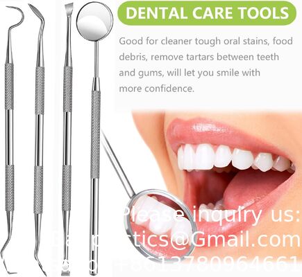 Dental Examination Kit Optional Pieces Stainless Steel Probe & Scaler Diagnostic Instrument Dental Surgical Tool Box Tongue Scraper Tartar Plaque Remover Tooth Cleaner Dental Floss Pick Mouth