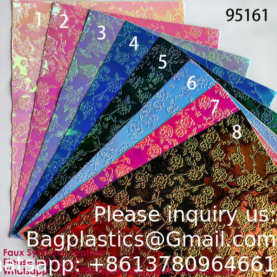 New Trend Metal Texture Fashion Magic Color Flower Embossed Faux Leather Magic Color Artificial Leather Waterproof Material For Box Decorations Handicrafts